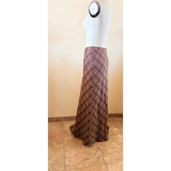 Vintage 90s Easy Pieces Plaid Wool Blend Maxi Skirt Size S/M High Waist - Picture 2 of 8